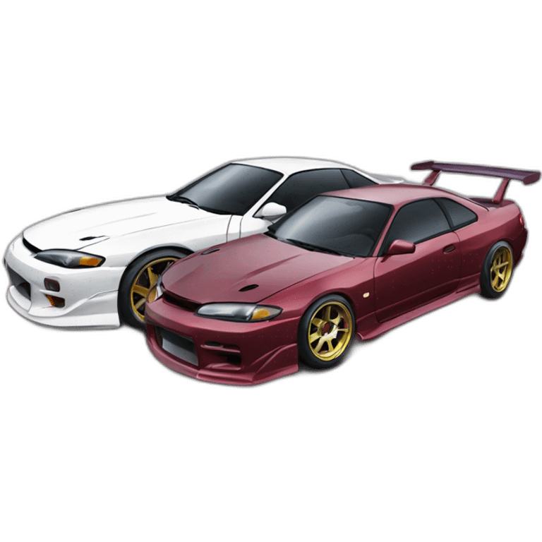 Two Nissan Silvia S15 drifting side by side emoji