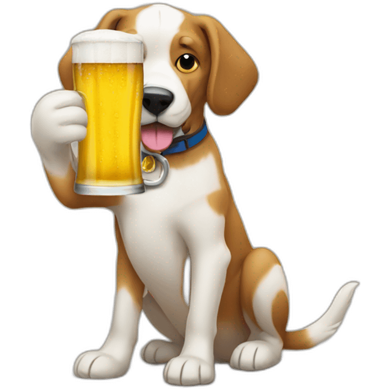 Dog drinking a beer emoji