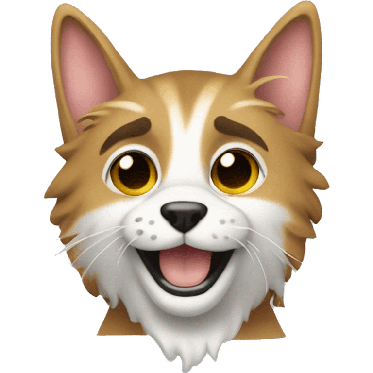 Lupo carino che gioca con un gatto  emoji