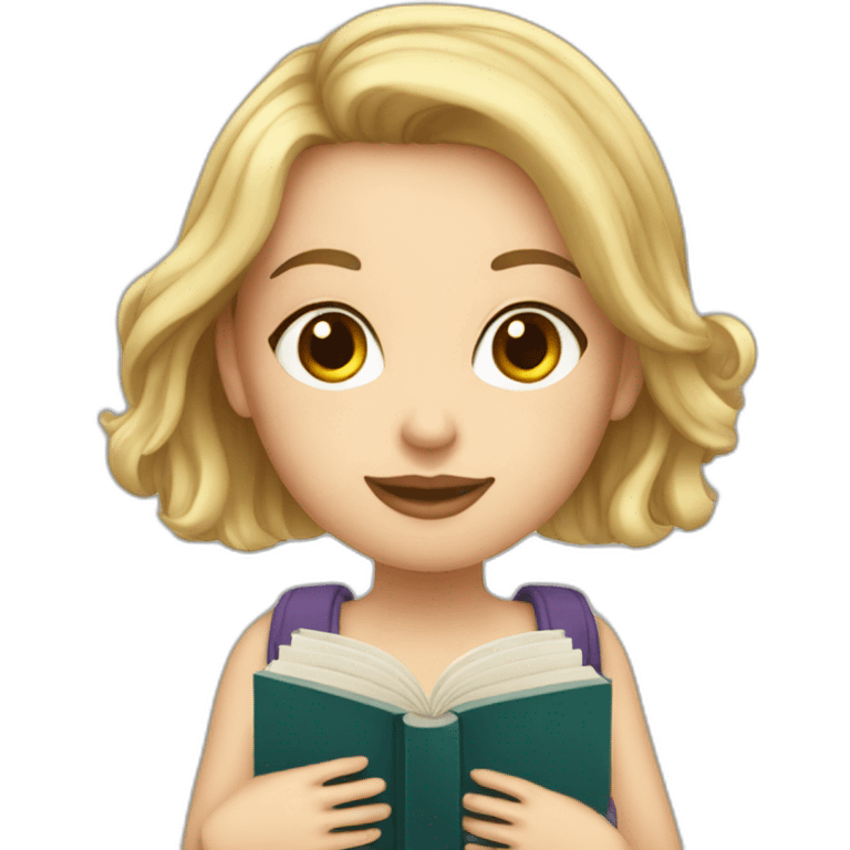 A beautiful white girl with books emoji