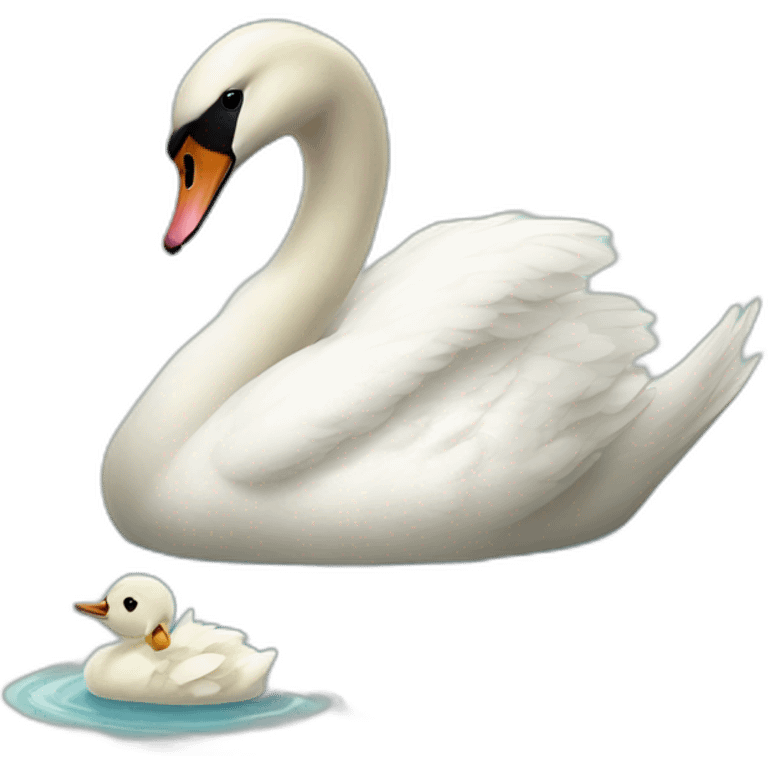 Swan with chick emoji