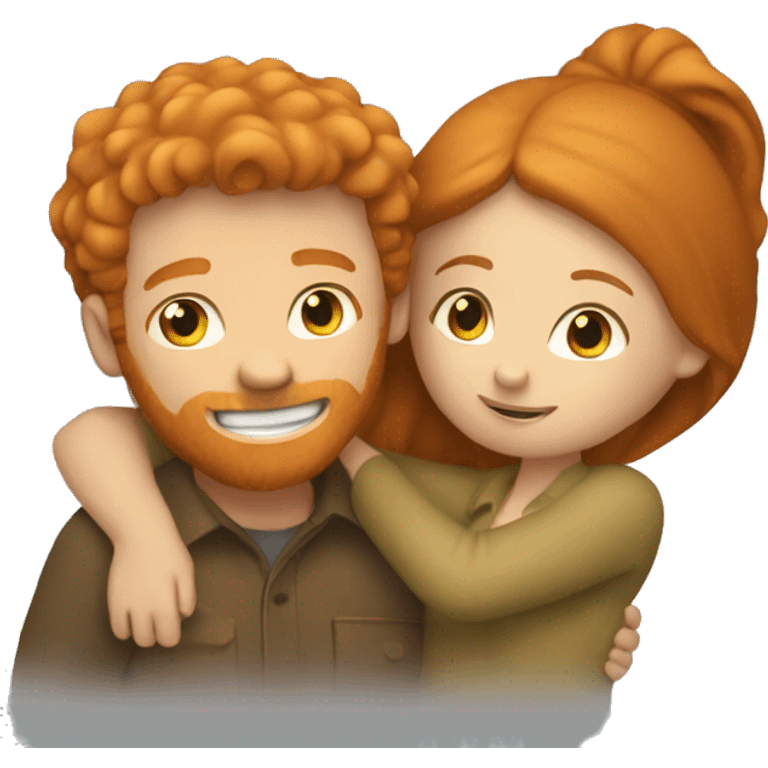 Ginger man and brunette girl hugging emoji