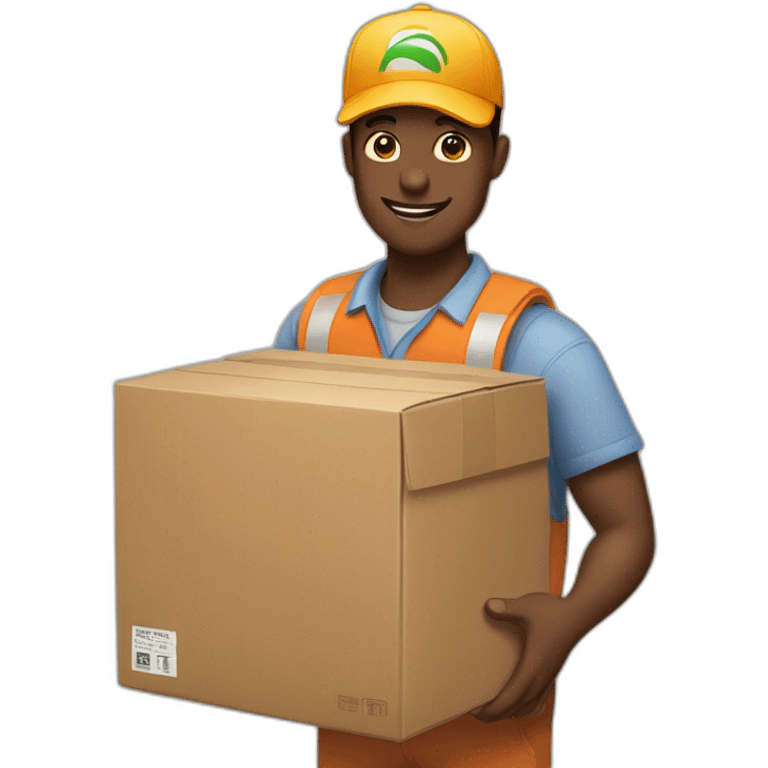 a delivery guy handles a box emoji