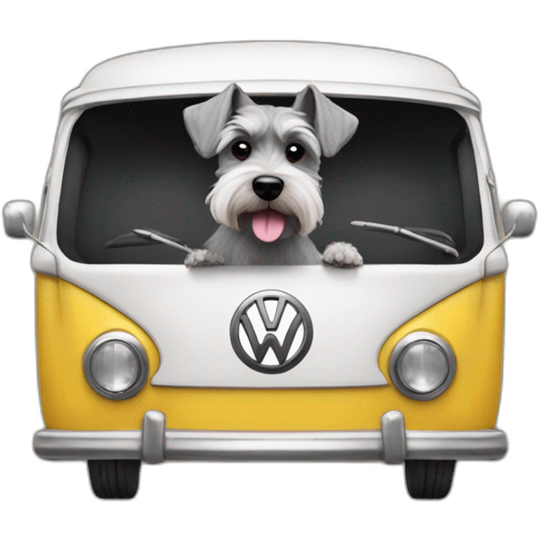 Zwergschnauzer in a VW Bus emoji