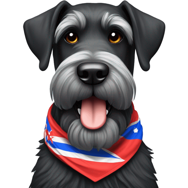 Happy giant schnauzer wearing a Costa Rican flag bandanna around its neck emoji