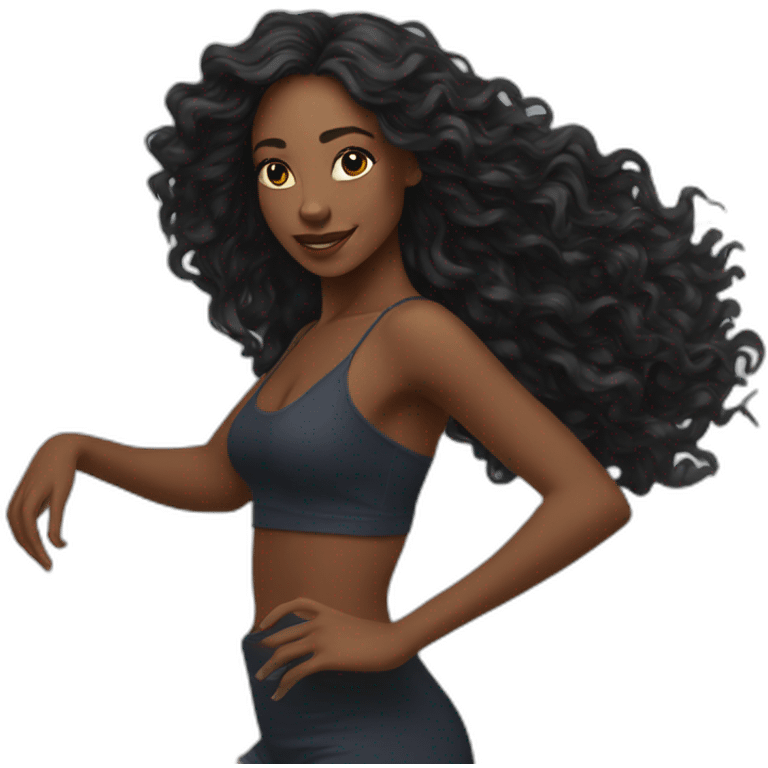 Beautiful long hair Black women dance emoji