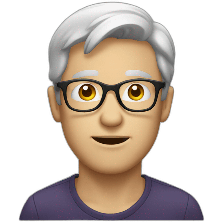 White man with glasses doing giachad face emoji