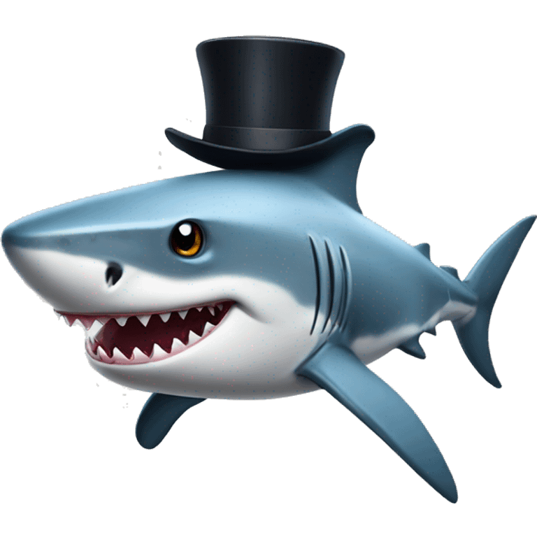 Shark with a top hat emoji