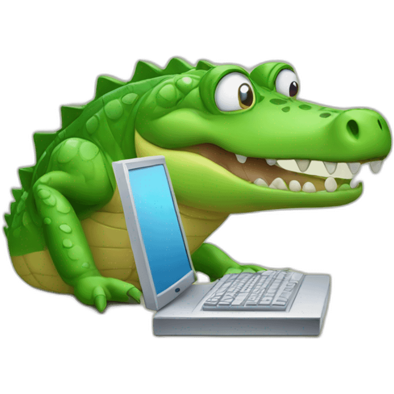 crocodile working with computer emoji