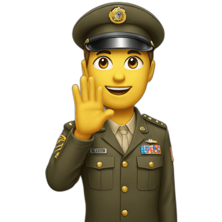 hyperrealistic emoji saluting emoji