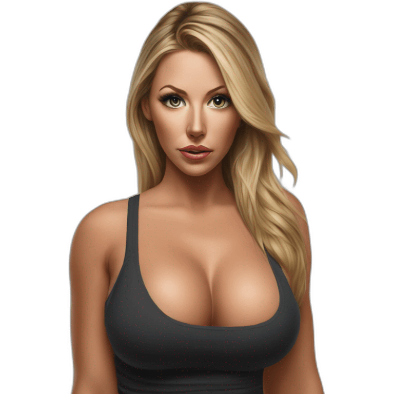 Hyper-realistic painting samantha saint lifting behind emoji