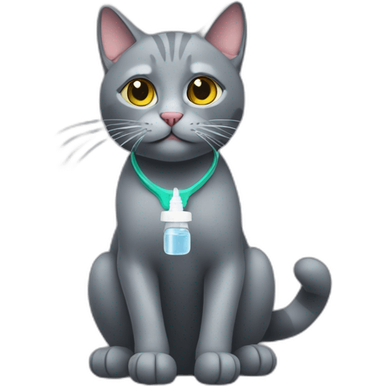 grey cat getting an injection emoji