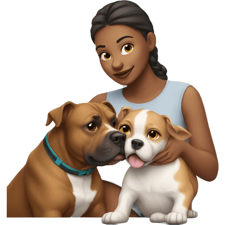 Girl with her bitbull dog emoji