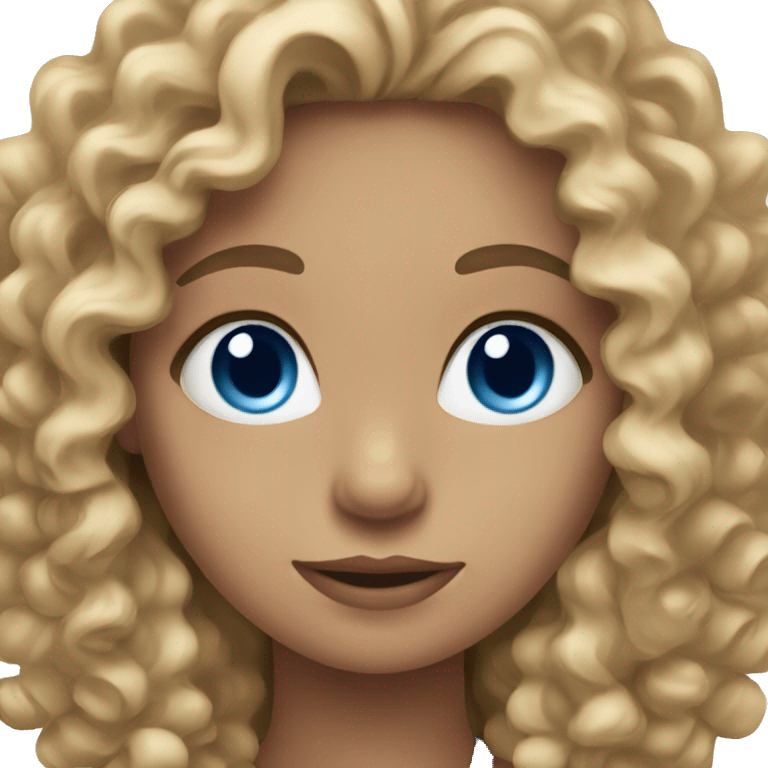 Girl with dark blue eyes and curly dark blonde hair emoji