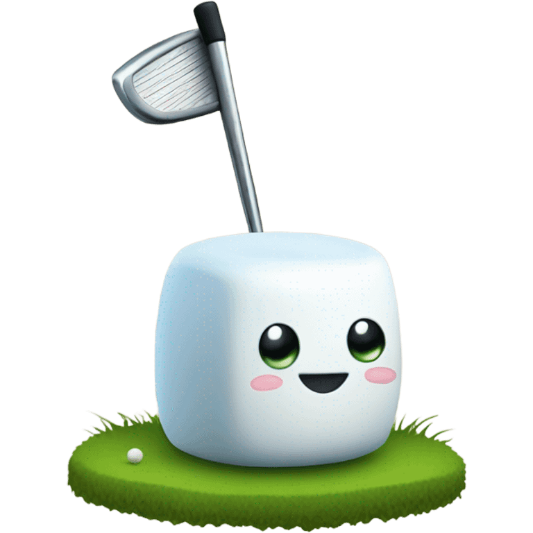 Marshmallow with golf club emoji