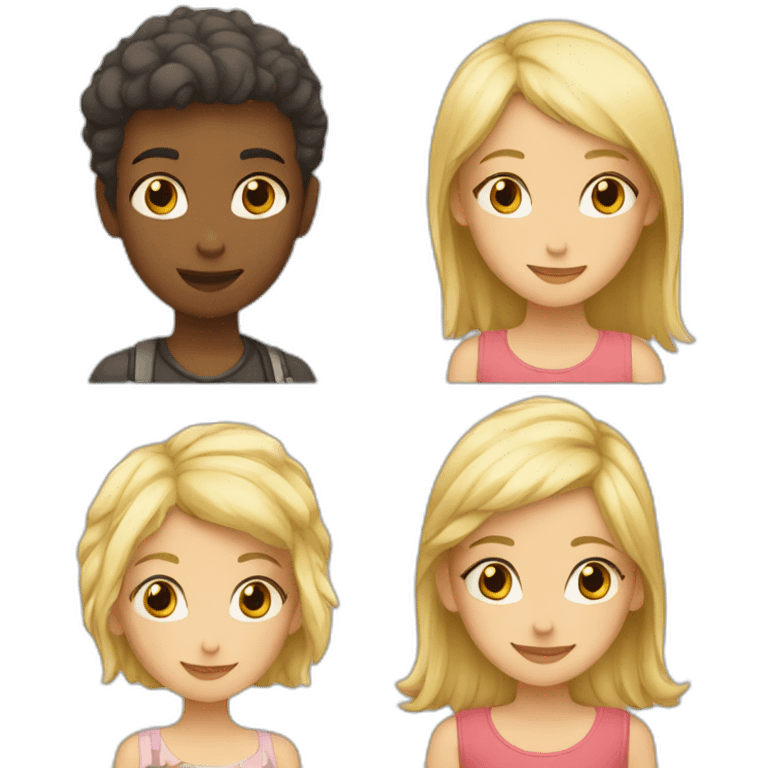 A girl with a short hairstyle, square, hugs a tall girl with a boy's sight, with blond hair emoji