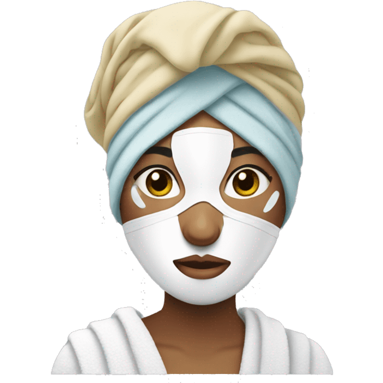 aesthetic girl wearing a facial mask with a towel on her head and wearing a bathrobr emoji