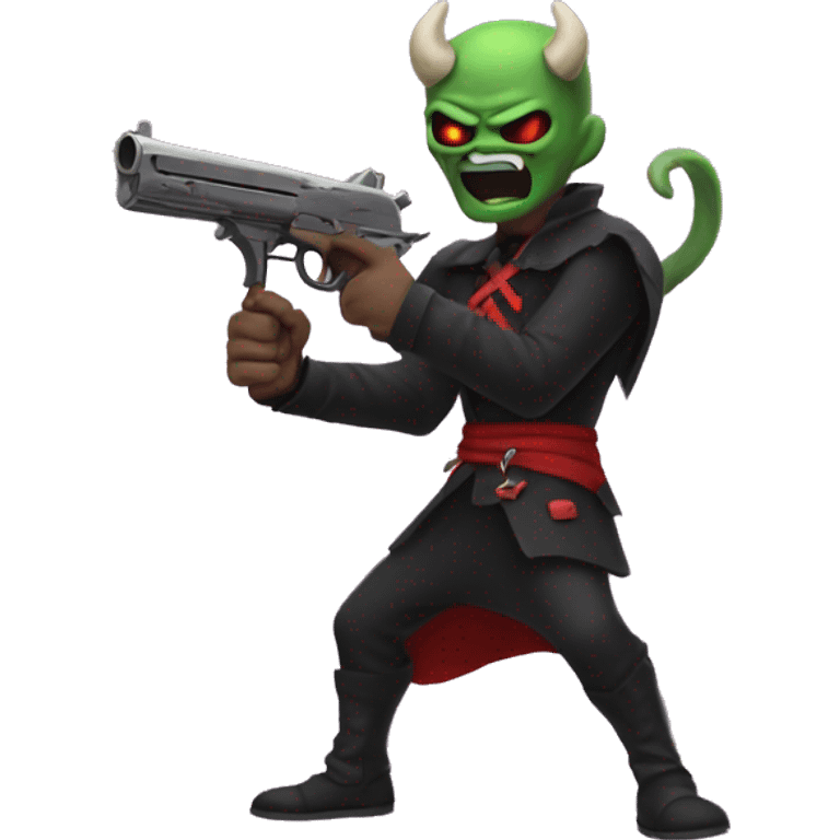 Demon emoji holding duel wielded guns emoji