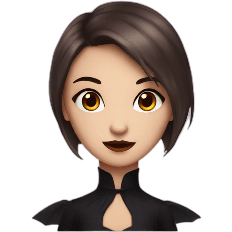 vampire girl with very short brown hair, stars on her eyes, claws emoji