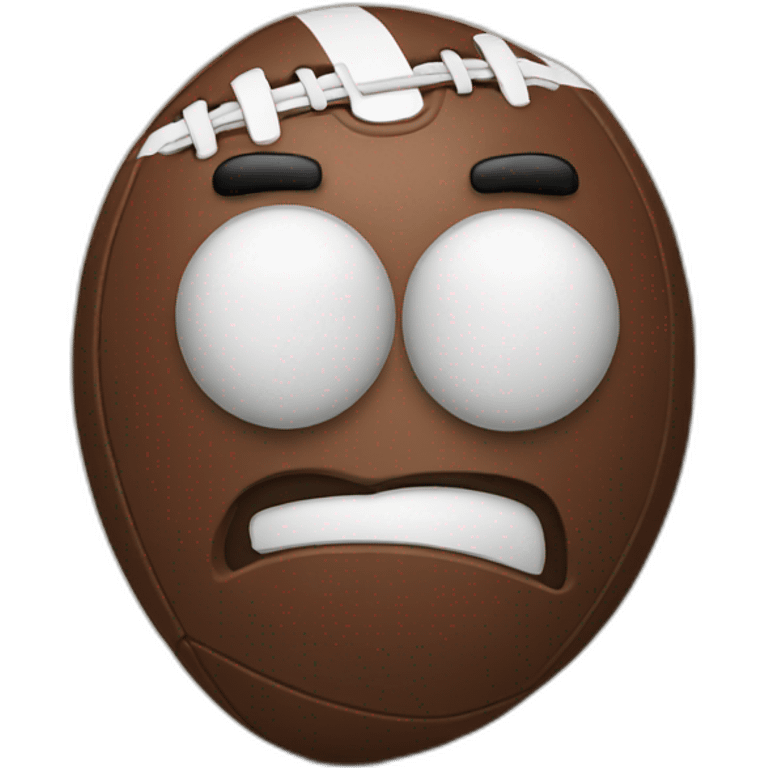 football with grumpy face emoji