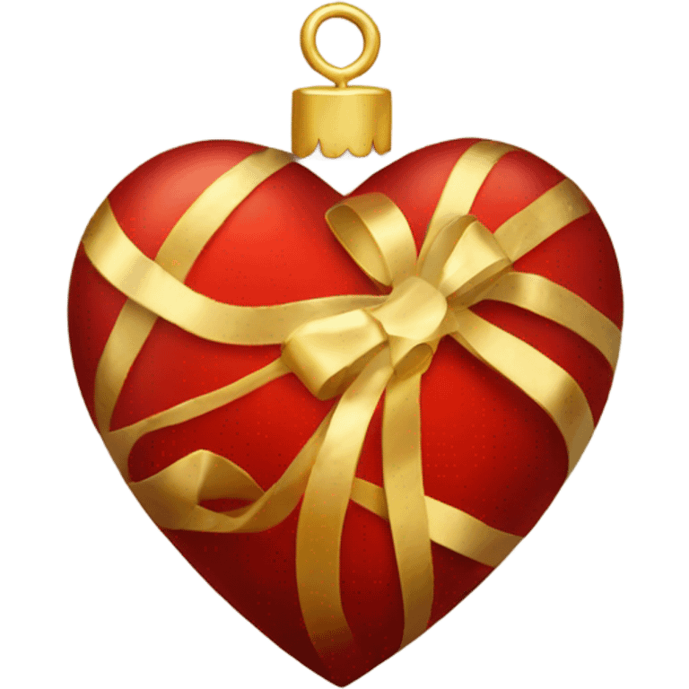 One red and gold Christmas heart emoji