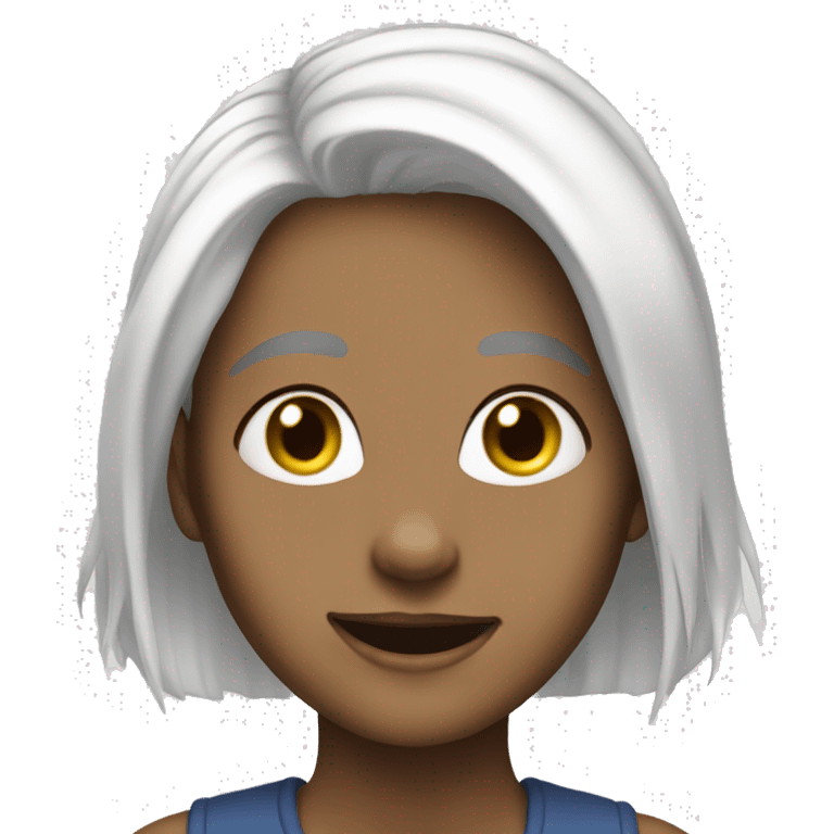 The girl with white hair is delighted emoji