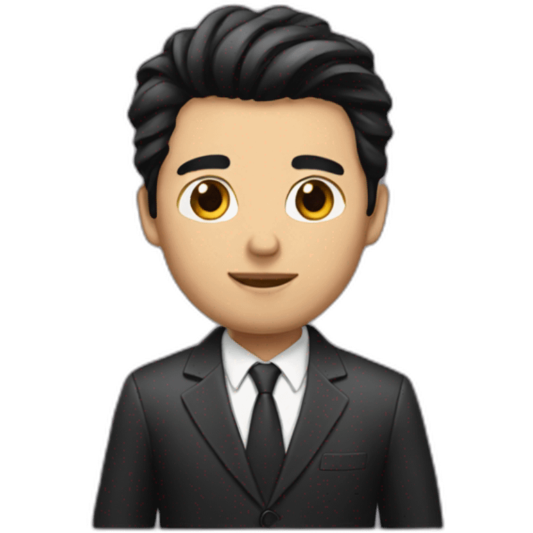 Men black hair with suit emoji