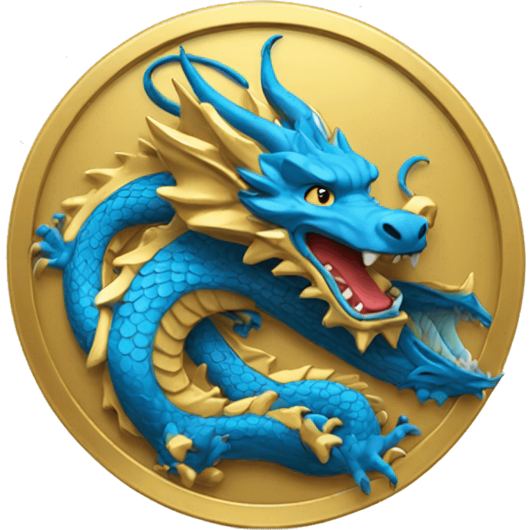 GOLDEN COIN WITH A BLUE DRAGON emoji