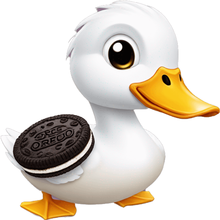 Duck eating a Oreo emoji