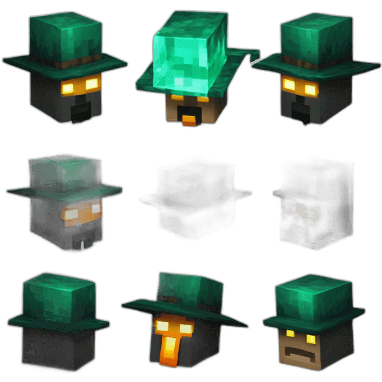 Pixel Minecraft Fedora Halloween Head Mask Diamond Obsidian Emerald Flame Shiny Glow Reward Legendary Unique Epic Mystery emoji