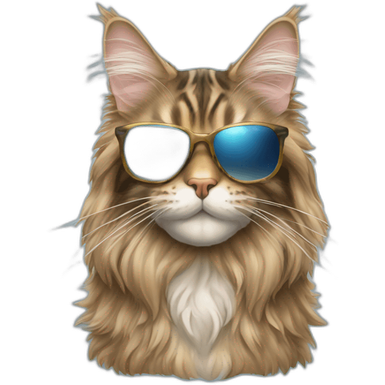 Tabby maine coon with sunglasses emoji