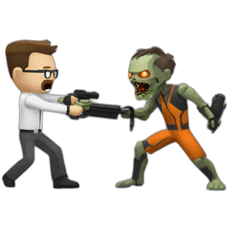 Gordon freeman fighting a zombie emoji