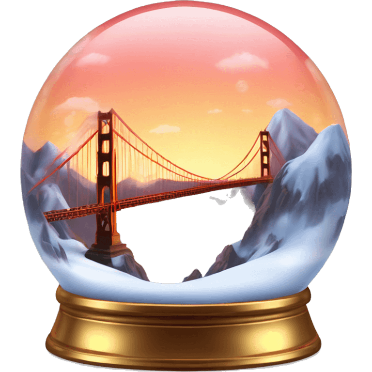 golden gate bridge hot snow globe, 4k, no background, sunset emoji