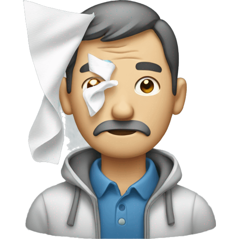 Man wiping eye with tissue emoji