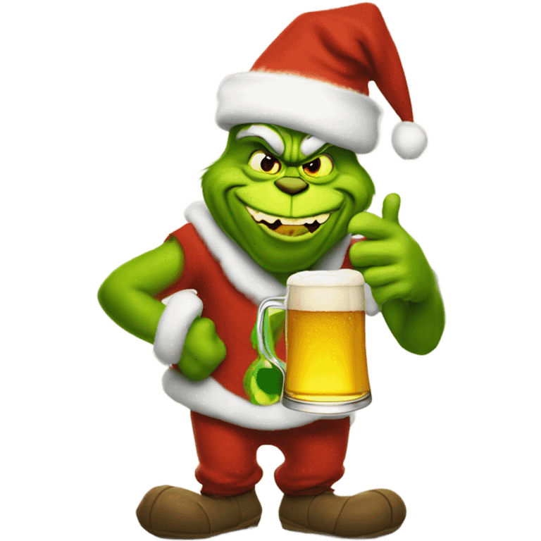 Grinch with beer emoji