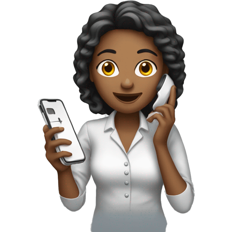 woman showing phone emoji