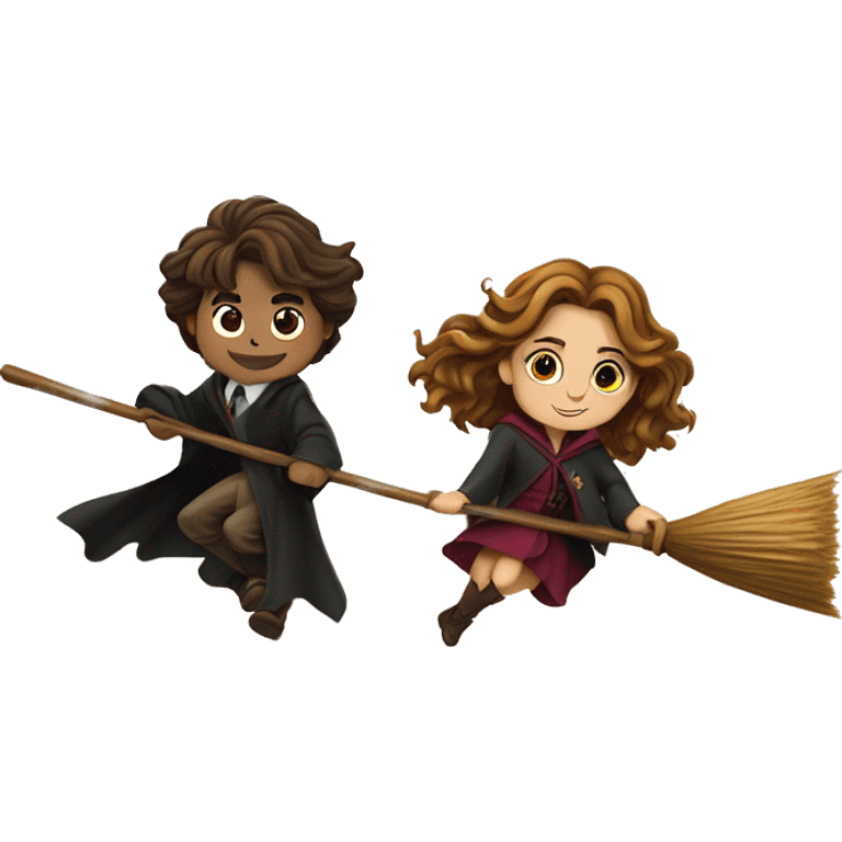 harry poter and hermione granger on  a broom emoji