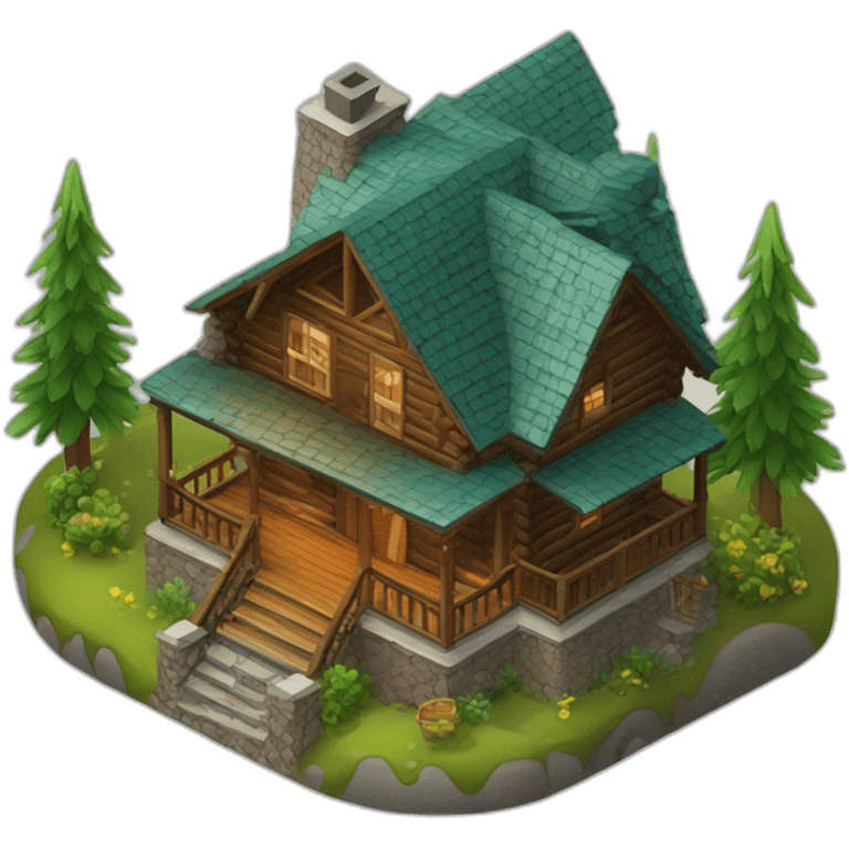 3d-isometric-Mountain-Cabin-mansion emoji