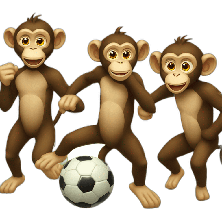 3 monkeys playing soccer emoji