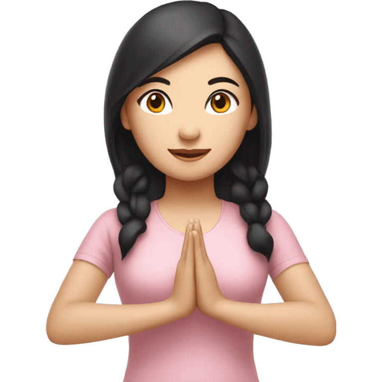 asian yoga girl light pink clothes black hair emoji