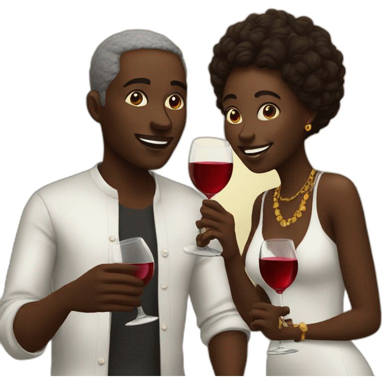 african couple drinking wine emoji