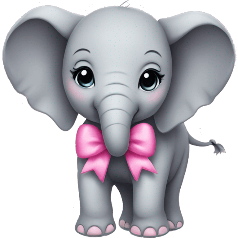 Cute baby elephant and pink bow emoji