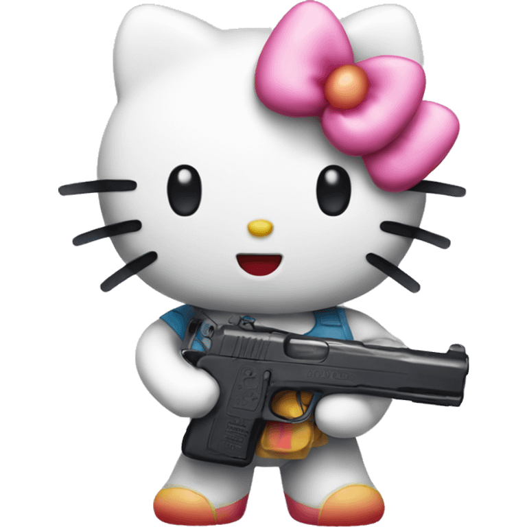 hello kitty with a water pistol emoji