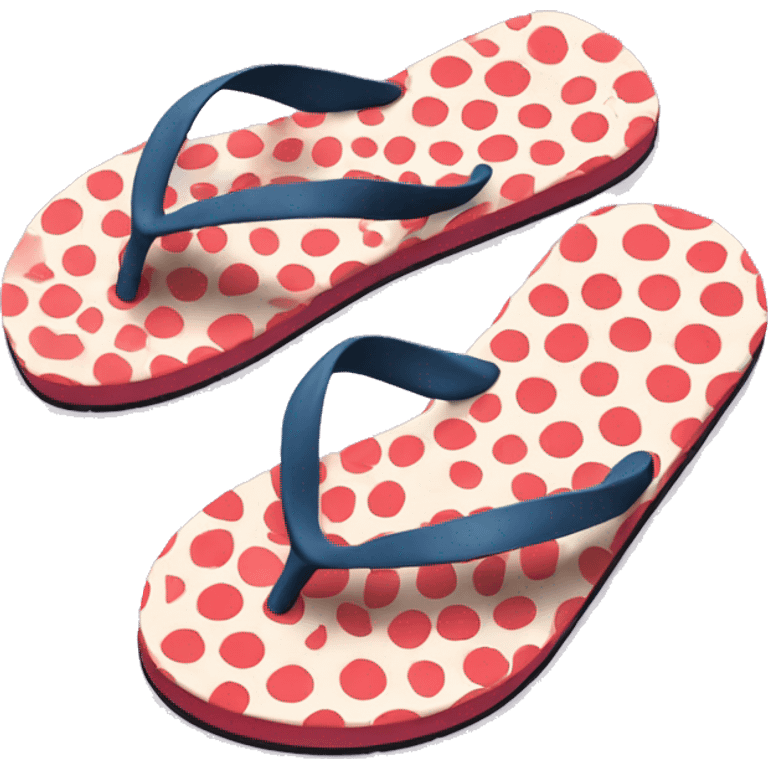 Realistic pair of polka dot summer flip flops isolated. emoji