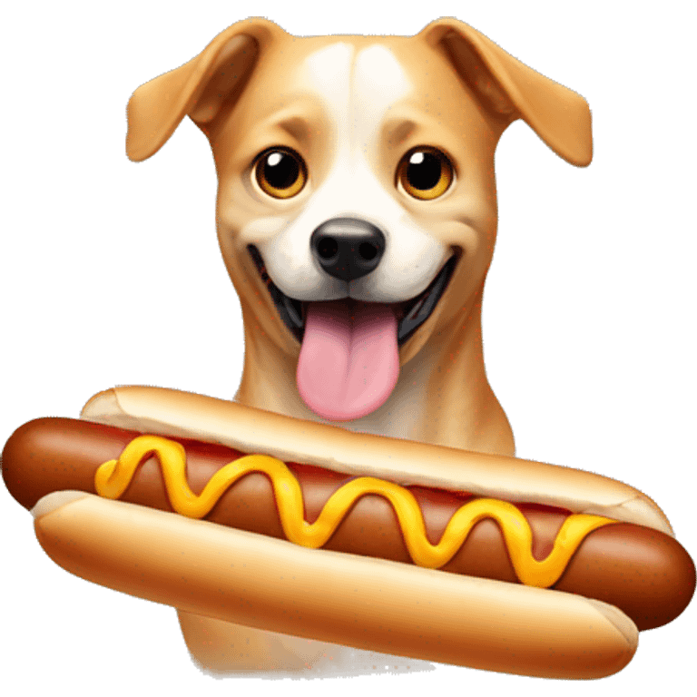 Dog with a hot dog emoji