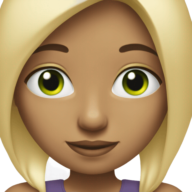 A blonde girl with green eyes doing yoga emoji