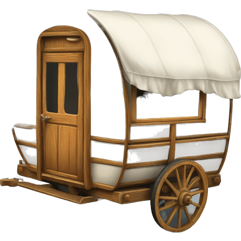 Realistic vintage round gypsy caravan wagon camper emoji