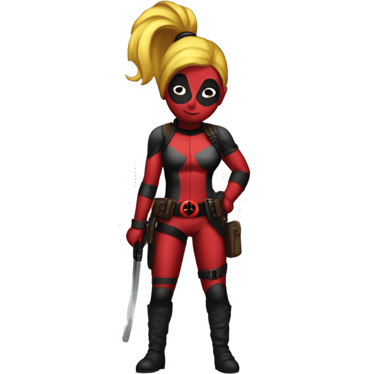 lady deadpool with a high yellow pony tail emoji