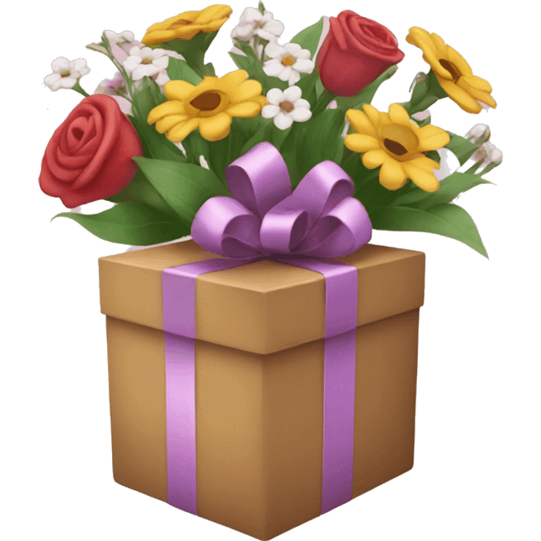 Gift and flowers emoji