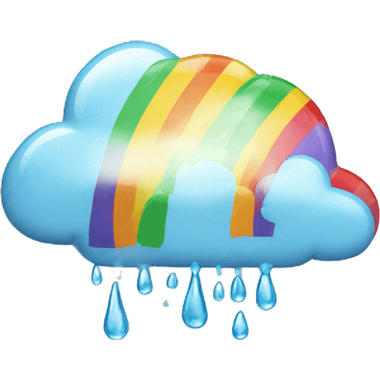 a cloud raining rainbow emoji